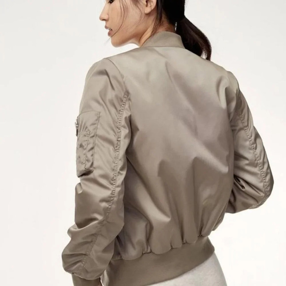 Aritzia The Group Babaton Gilman Classic Bomber Jacket Coat Modern Taupe NWT - Picture 5 of 12